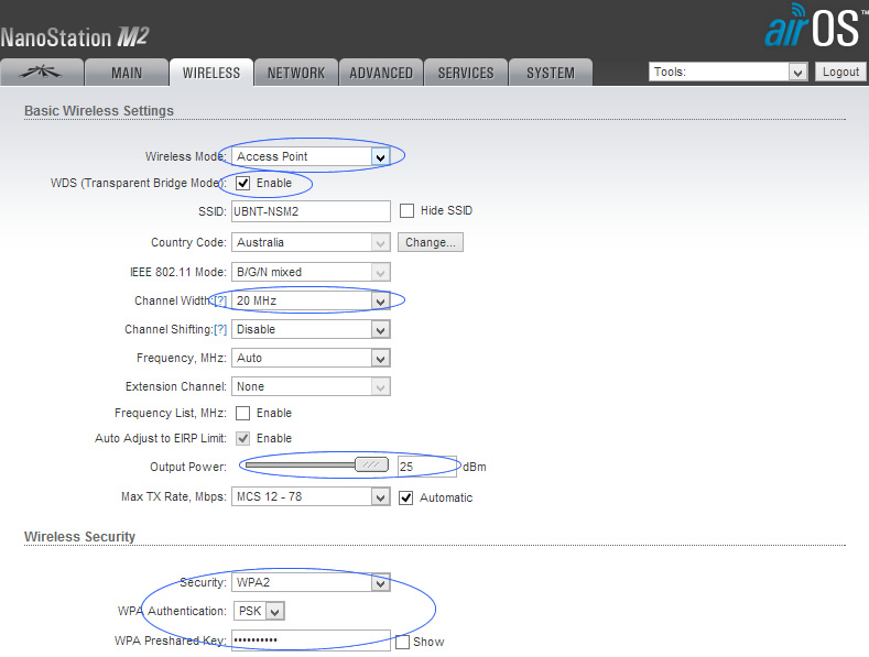 configuring nanostation via airos 5.5 as wireless access point